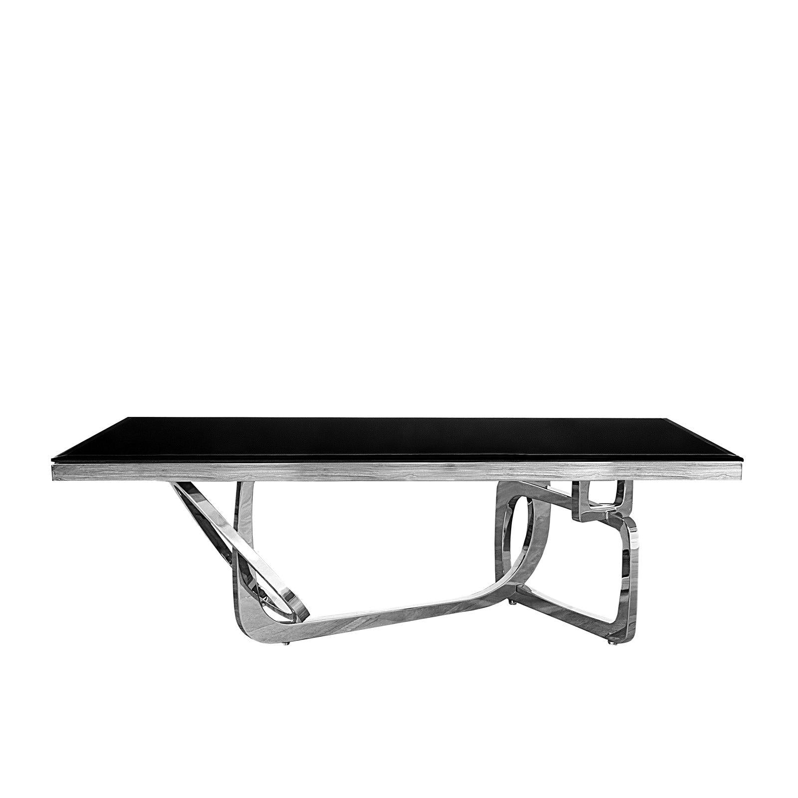 flow glass silver coffee table