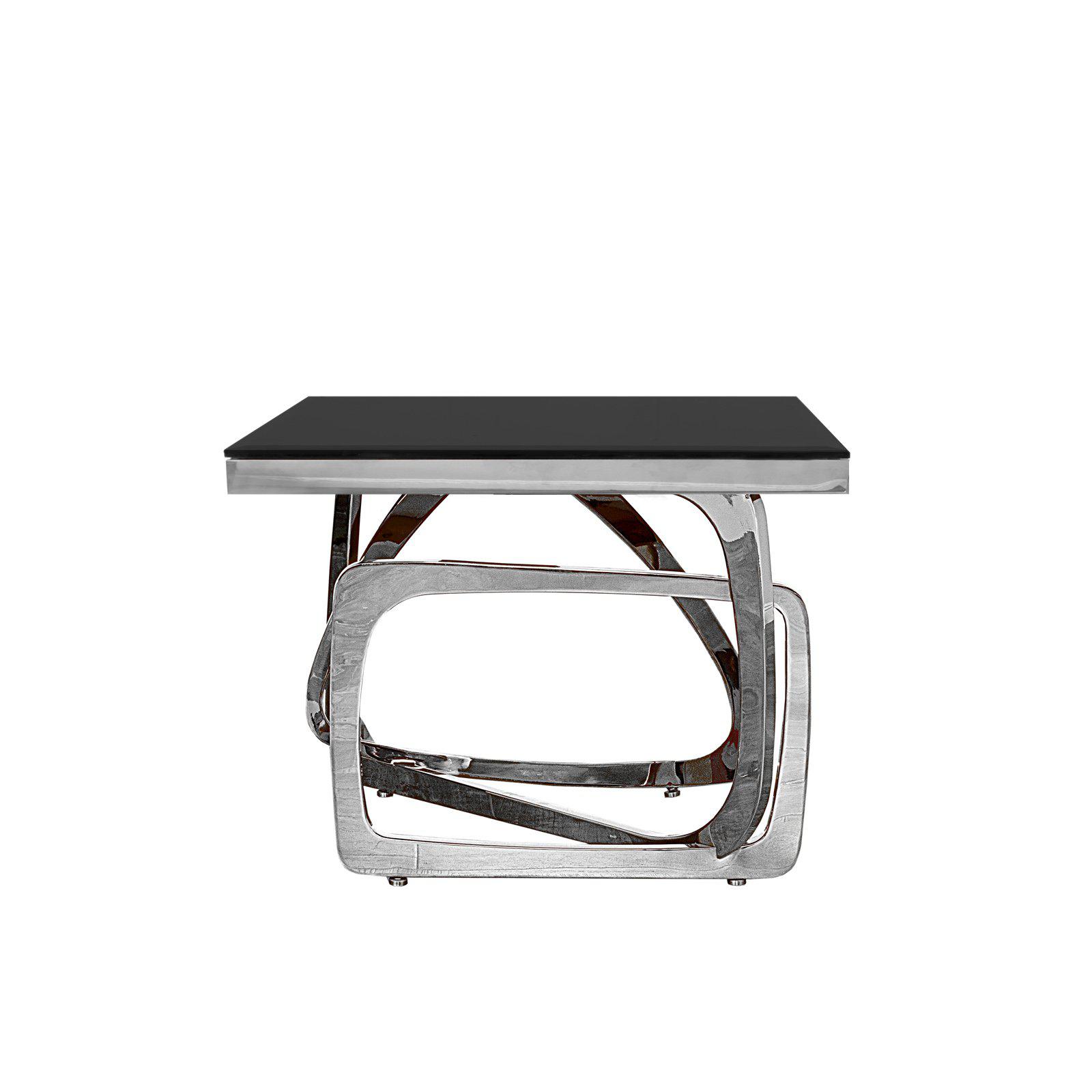 flow glass silver end table