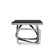 flow glass silver end table