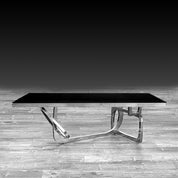 flow glass silver modern coffee table