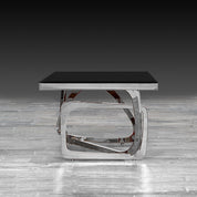 flow glass silver modern end table