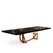 Flow Rose Gold Black Fiore Top Large Dining Table