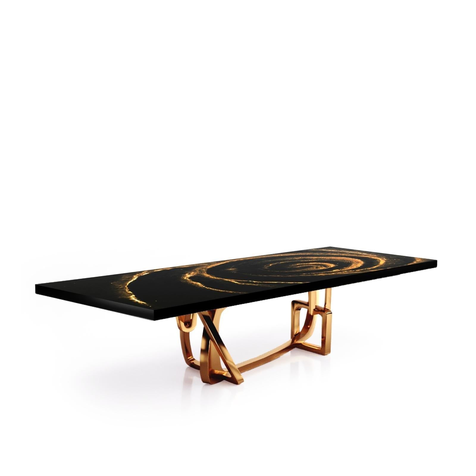 Flow Rose Gold Black Fiore Top Small Dining Table