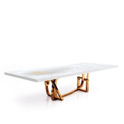 Flow Rose Gold White Art Top Large Dining Table