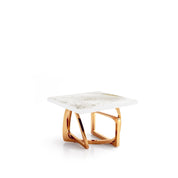 Flow Rose Gold White Art Top Large End Table