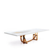 Flow Rose Gold White Art Top Small Dining Table