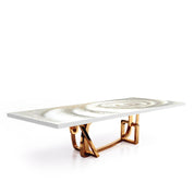 Flow Rose Gold White Fiore Top Large Dining Table