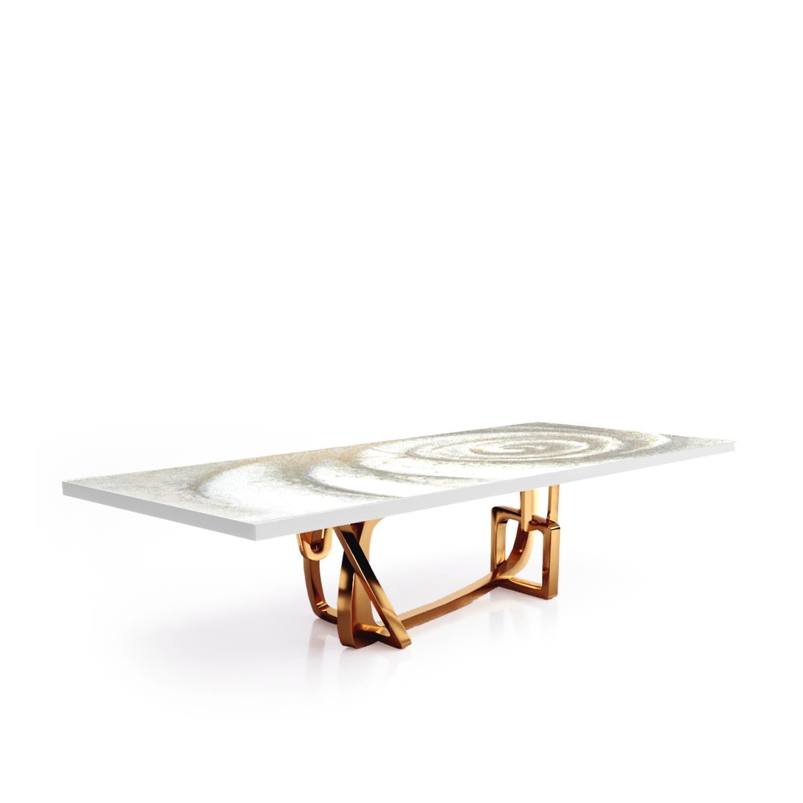 Flow Rose Gold White Fiore Top Small Dining Table