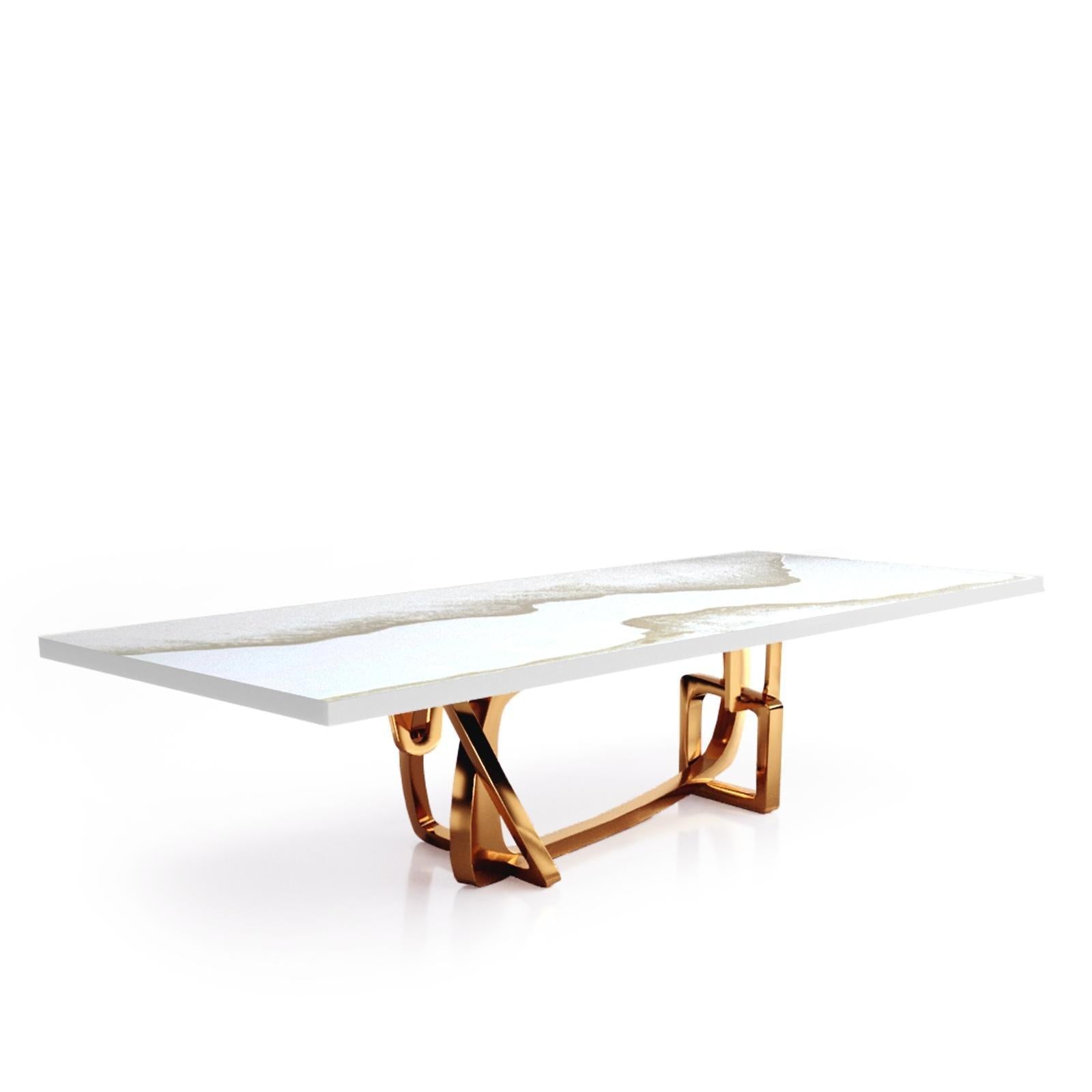 Flow Rose Gold White Mountain Top Large Dining Table