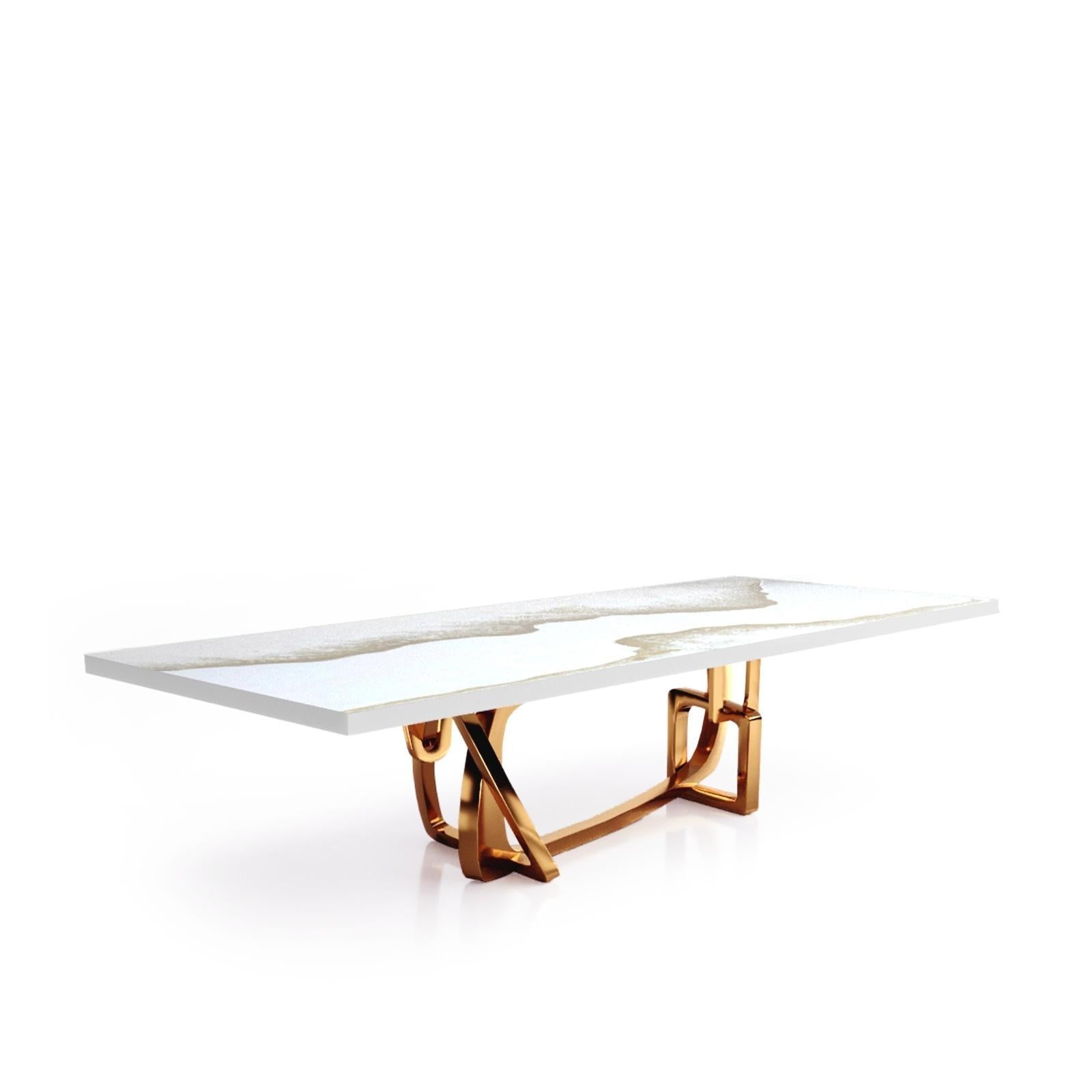 Flow Rose Gold White Mountain Top Small Dining Table