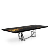 Flow Silver Black Art Top Large Dining Table