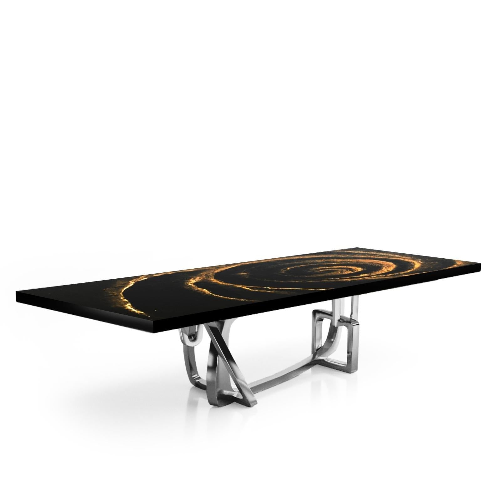 Flow Silver Black Fiore Top Large Dining Table