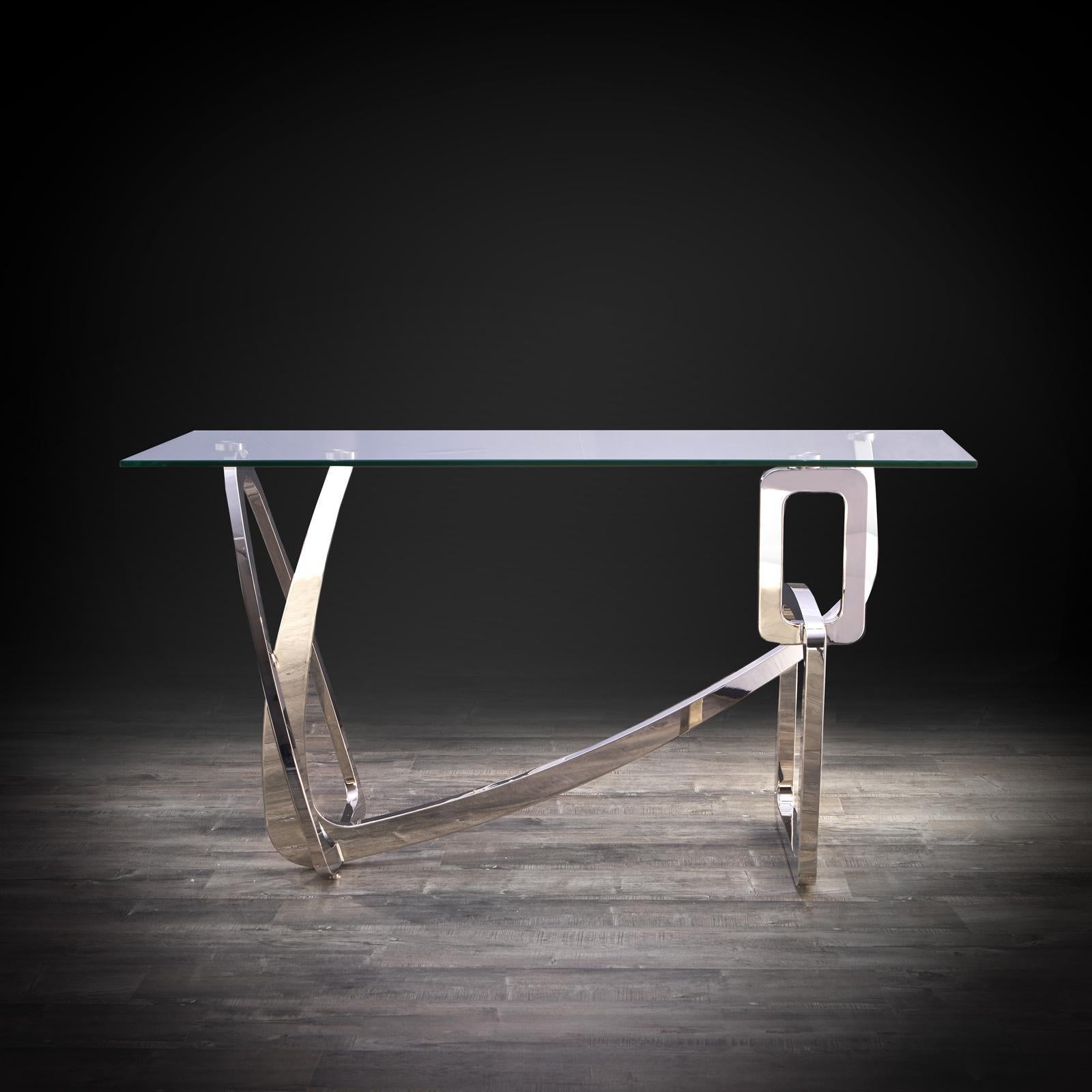 flow silver modern console table