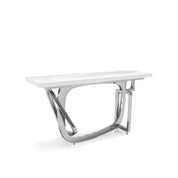 flow silver white art large console table