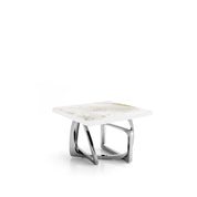 flow silver white art large end table