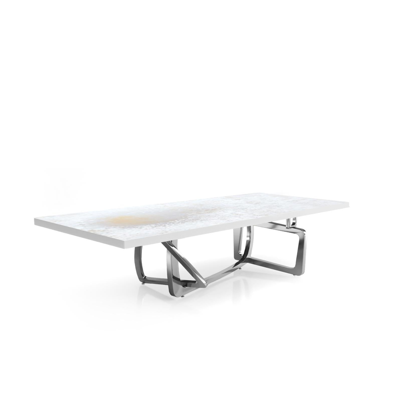 flow silver white art small coffee table