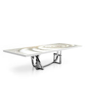 Flow Silver White Fiore Top Large Dining Table