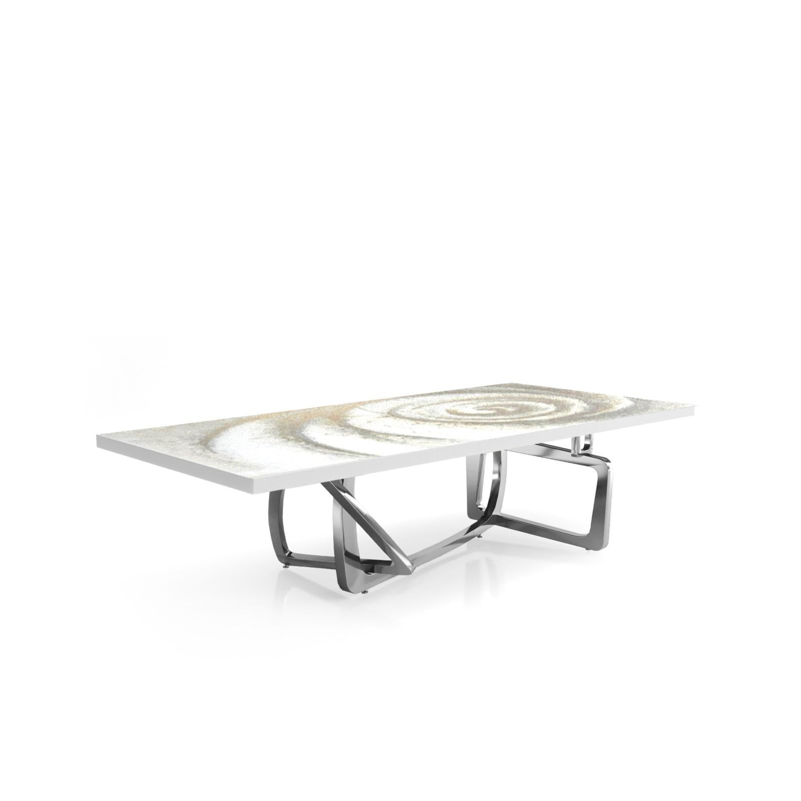 flow silver white fiore small coffee table