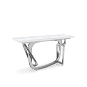 flow silver white mountain large console table