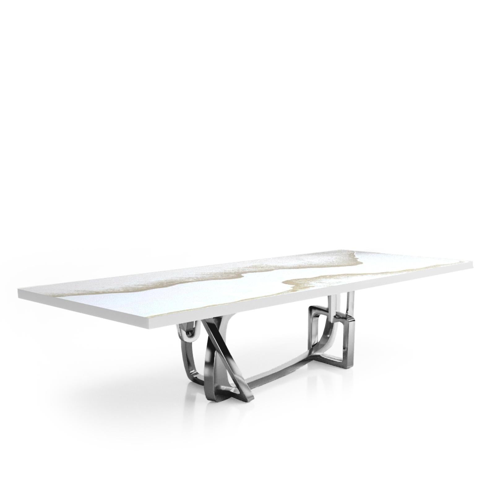 Flow Silver White Mountain Top Large Dining Table