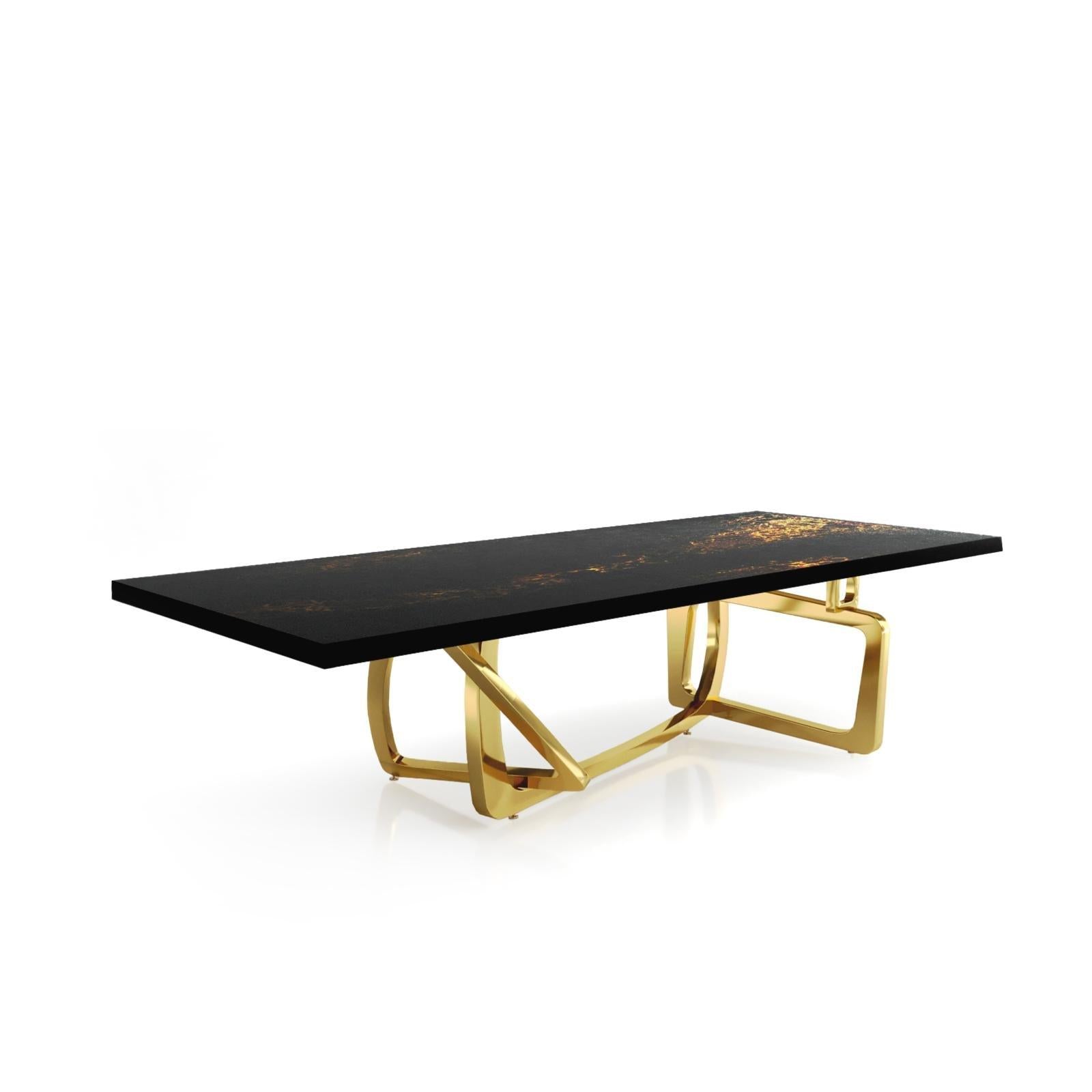 Flow Titanium Gold Black Art Top Large Coffee Table