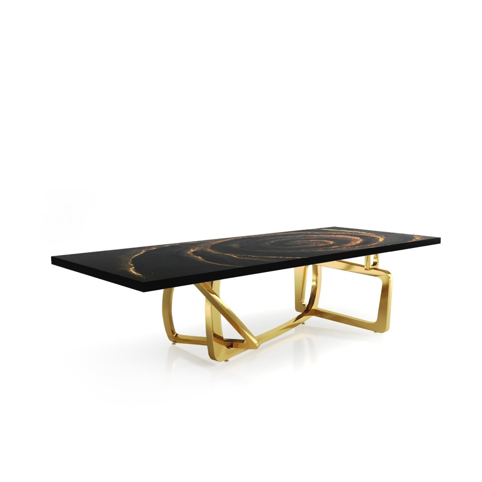 Flow Titanium Gold Black Fiore Top Large Coffee Table