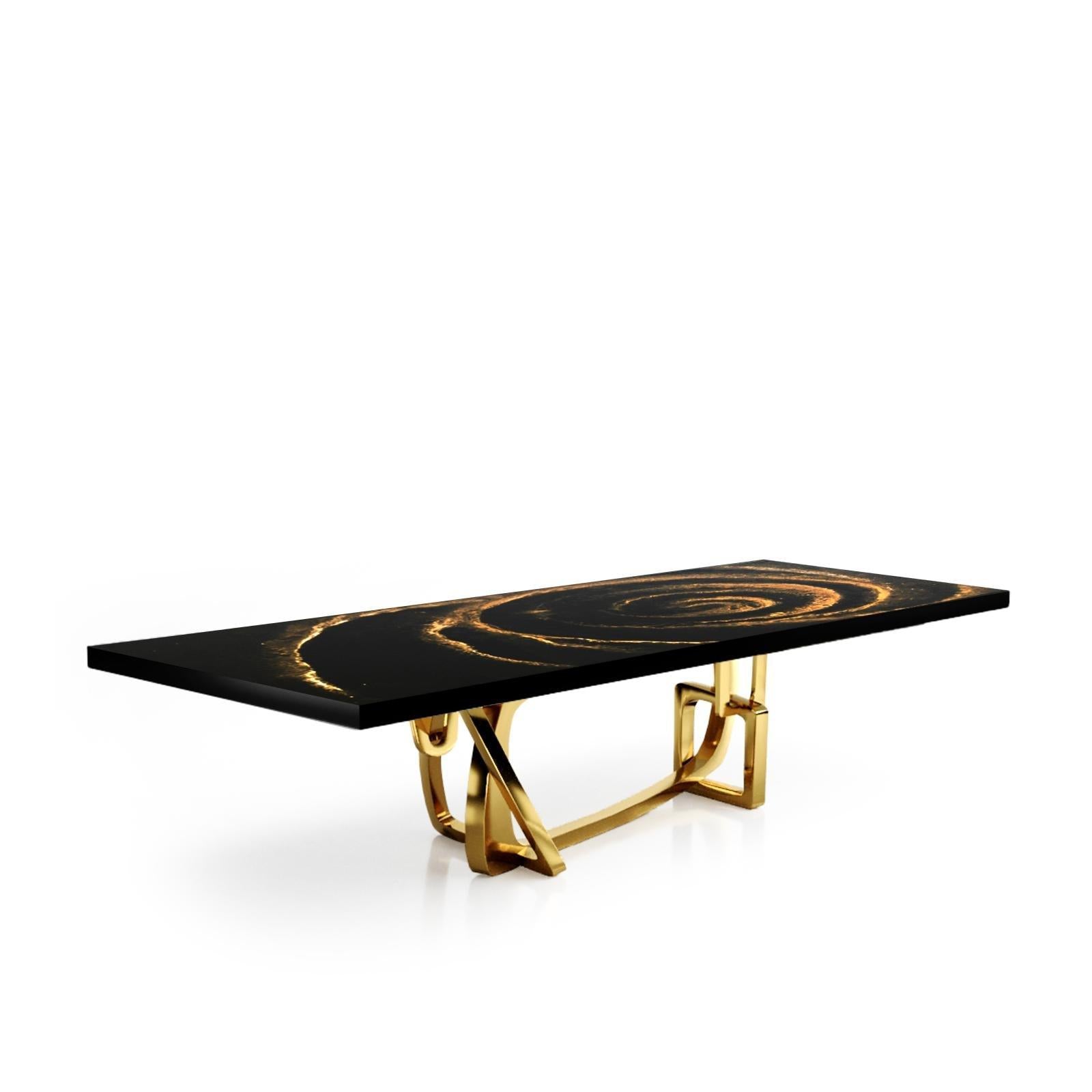 Flow Titanium Gold Black Fiore Top Small Dining Table