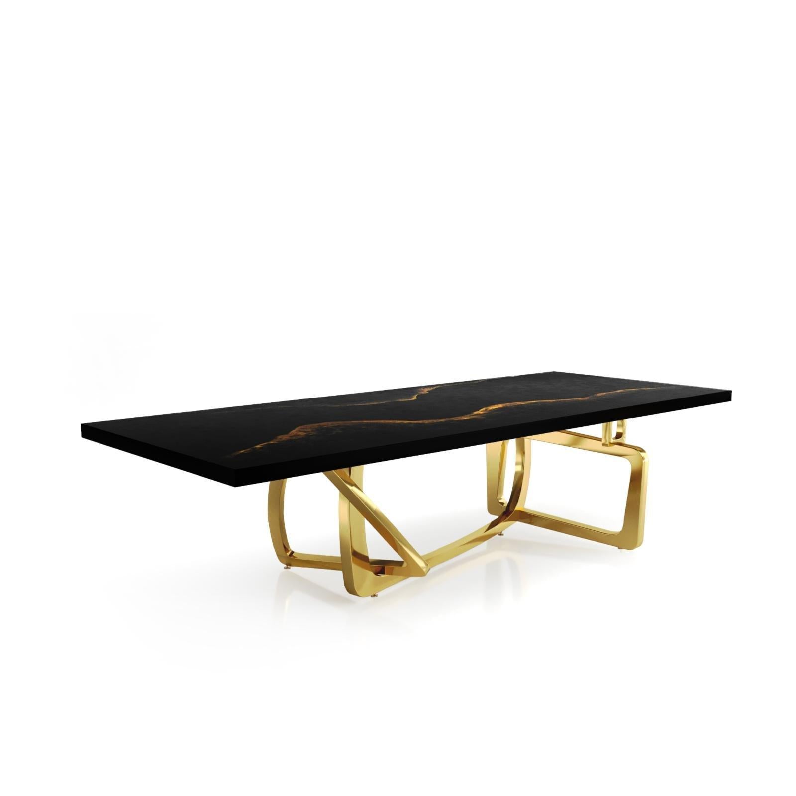 Flow Titanium Gold Black Mountain Top Large Coffee Table