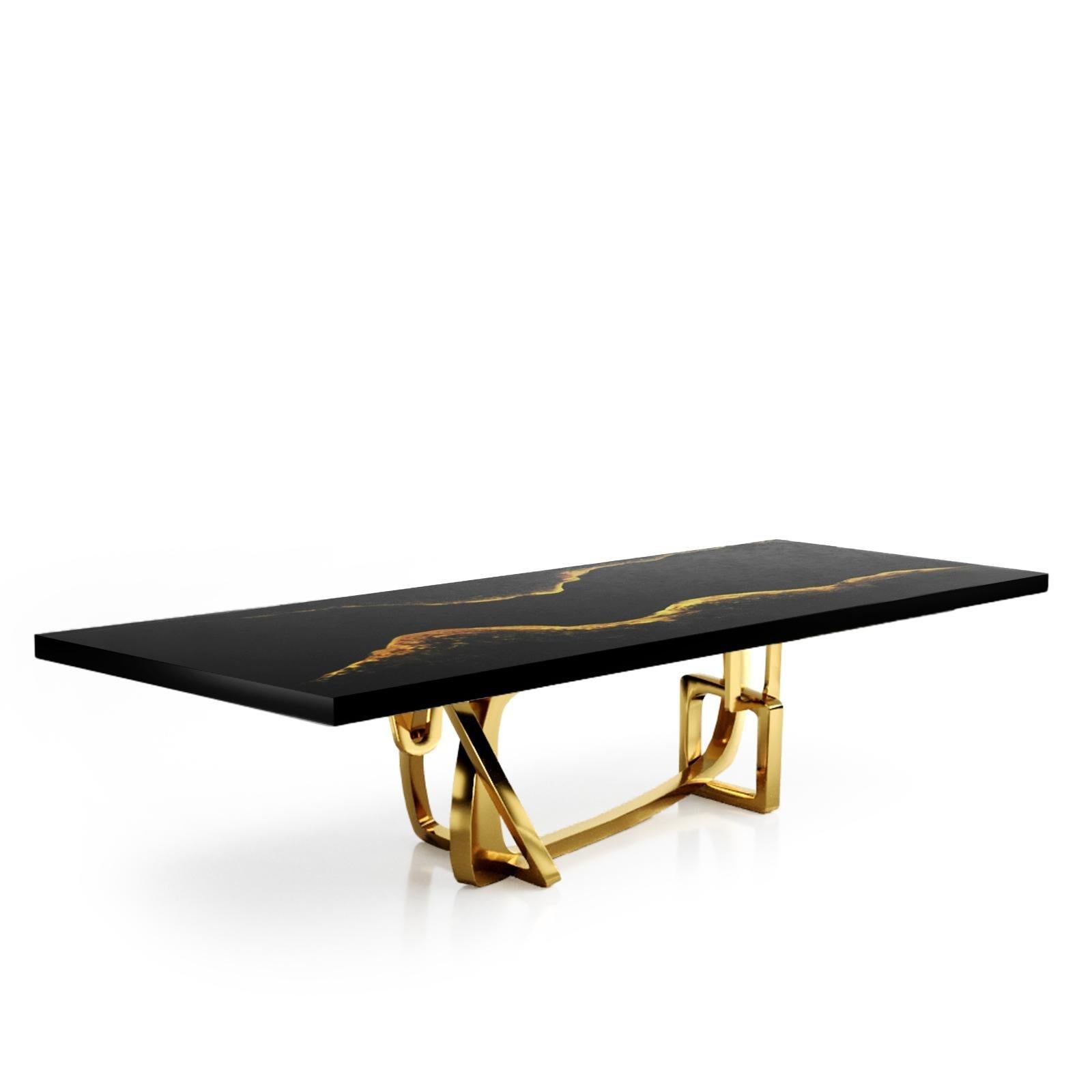 Flow Titanium Gold Black Mountain Top Large Dining Table