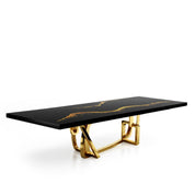 Flow Titanium Gold Black Mountain Top Large Dining Table