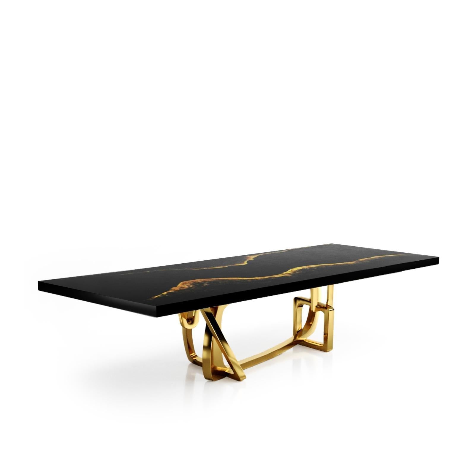 Flow Titanium Gold Black Mountain Top Small Dining Table