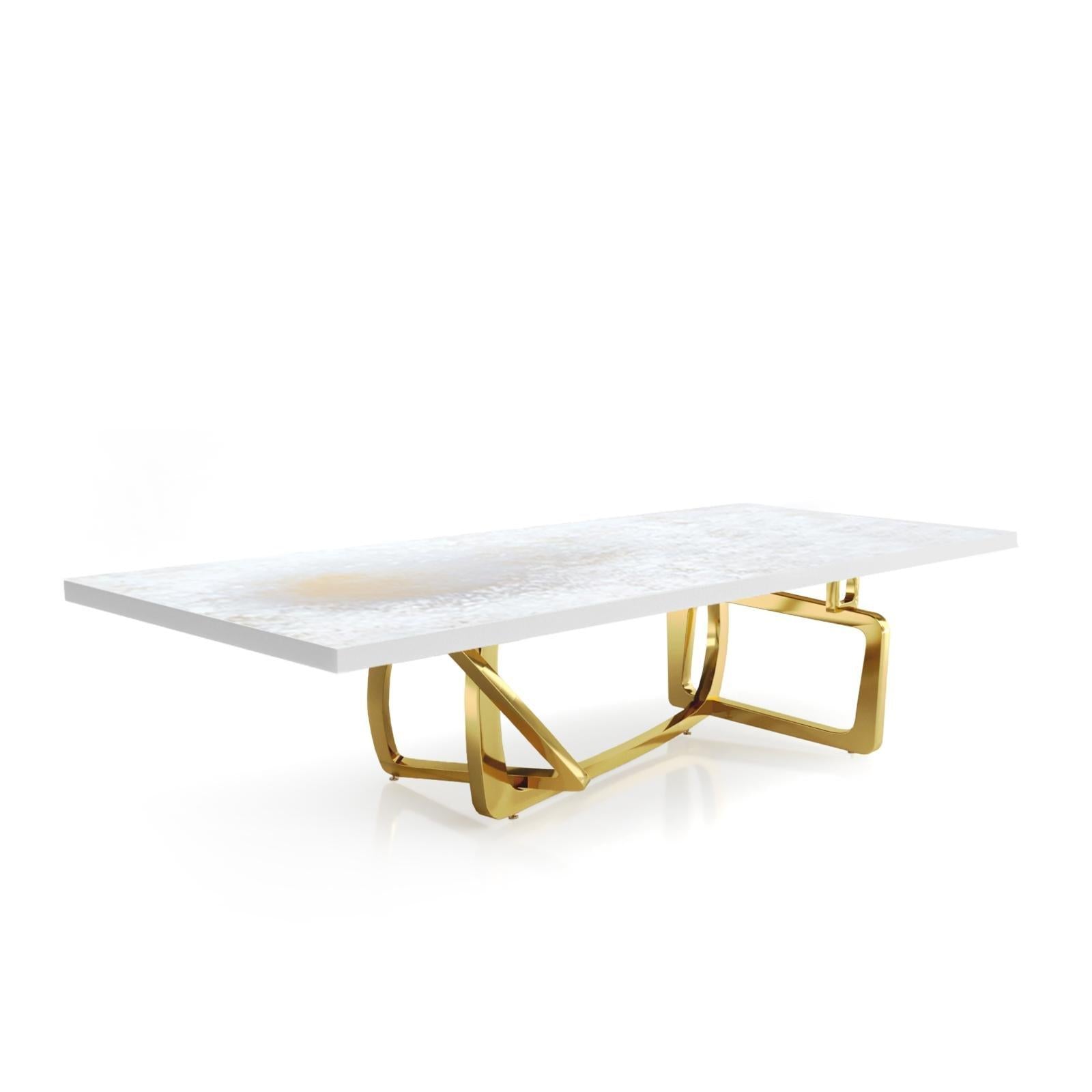 Flow Titanium Gold White Art Top Large Coffee Table