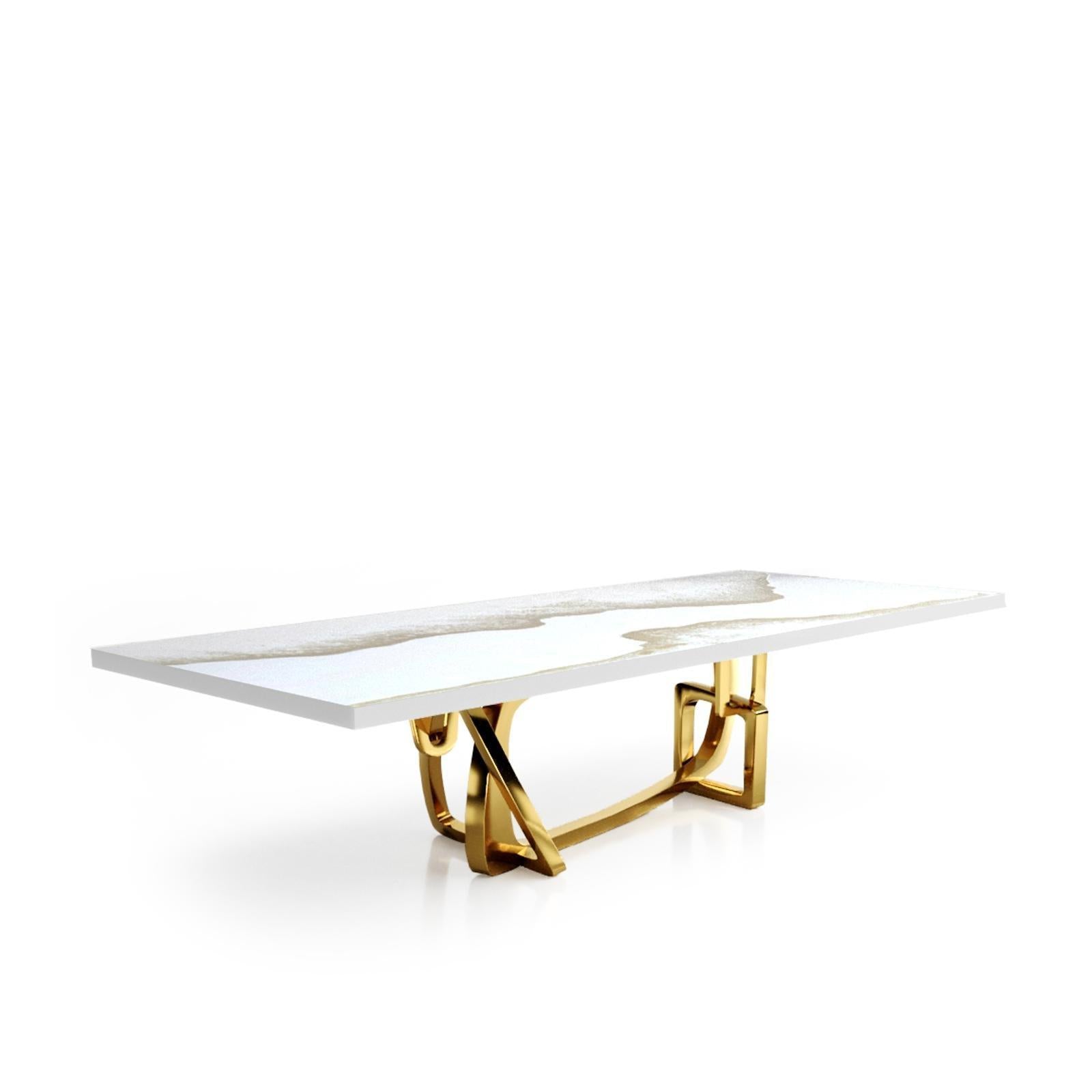 Flow Titanium Gold White Mountain Top Small Dining Table