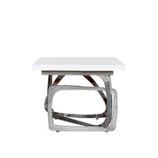 flow white silver end table