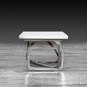 flow white silver modern end table