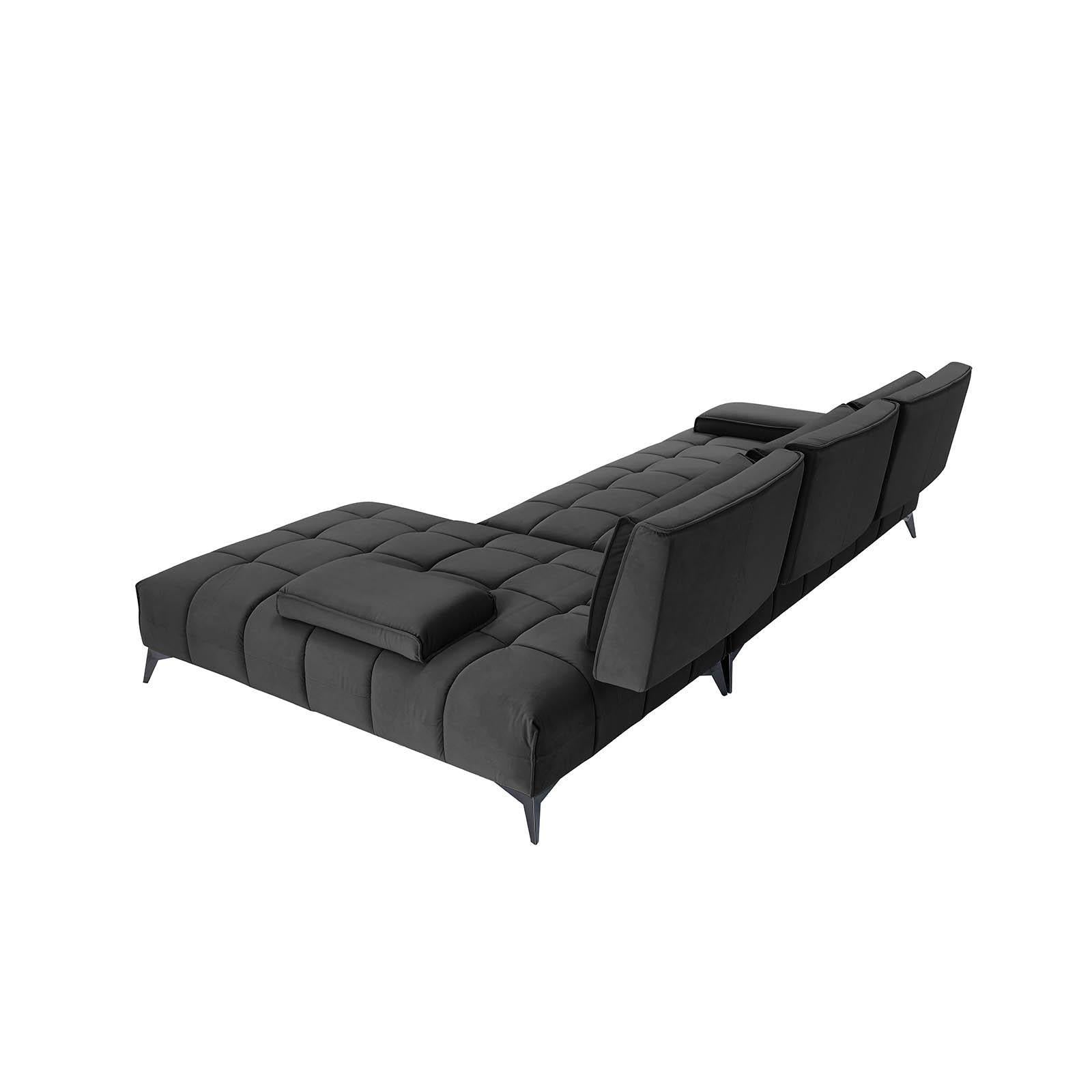 francesco bl left sofa chaise black luxury 7 sectional