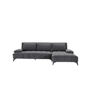 Francesco Dark Gray LAF Sofa chaise Sectional With Black Base