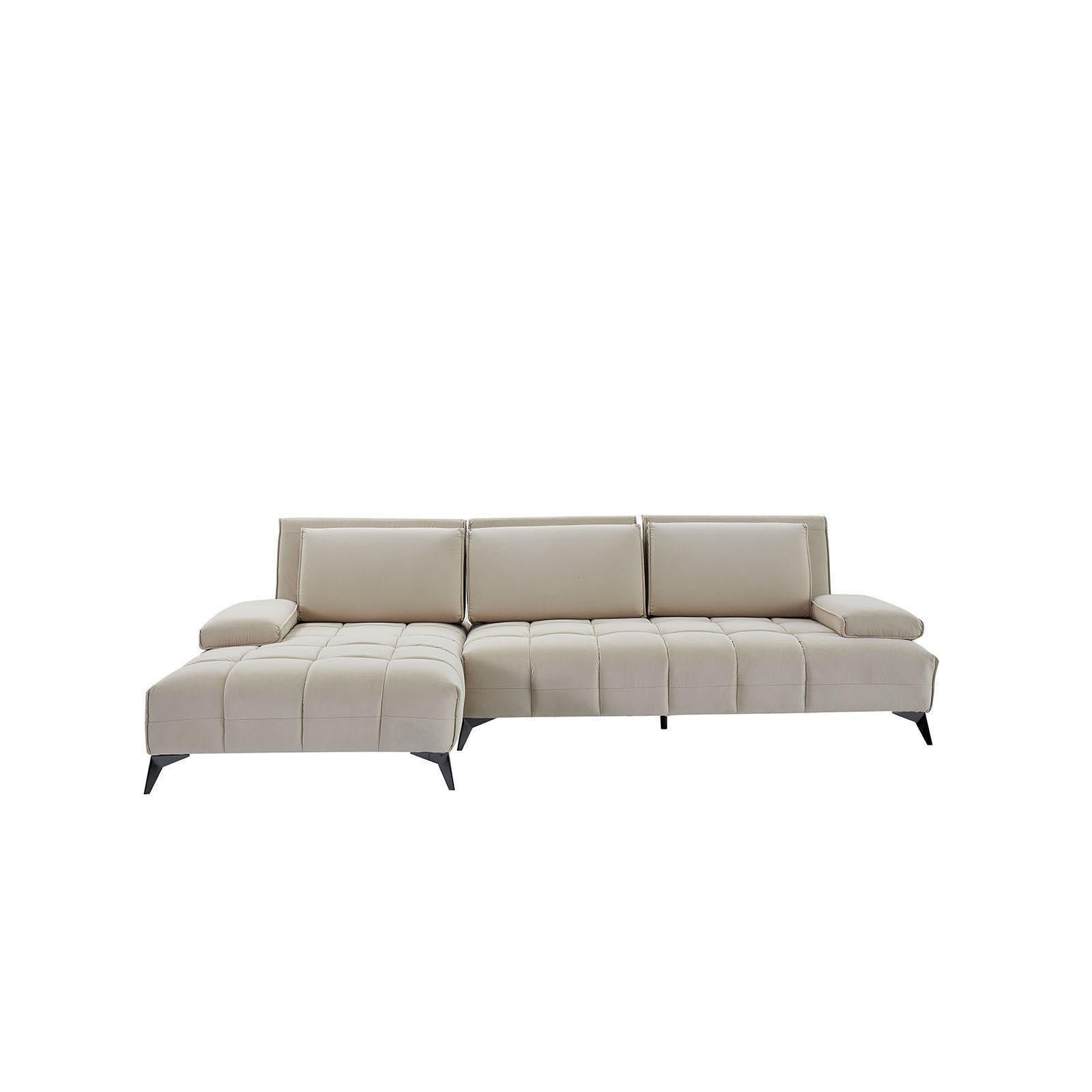 Francesco Beige RAF Sofa chaise Sectional With Black Base