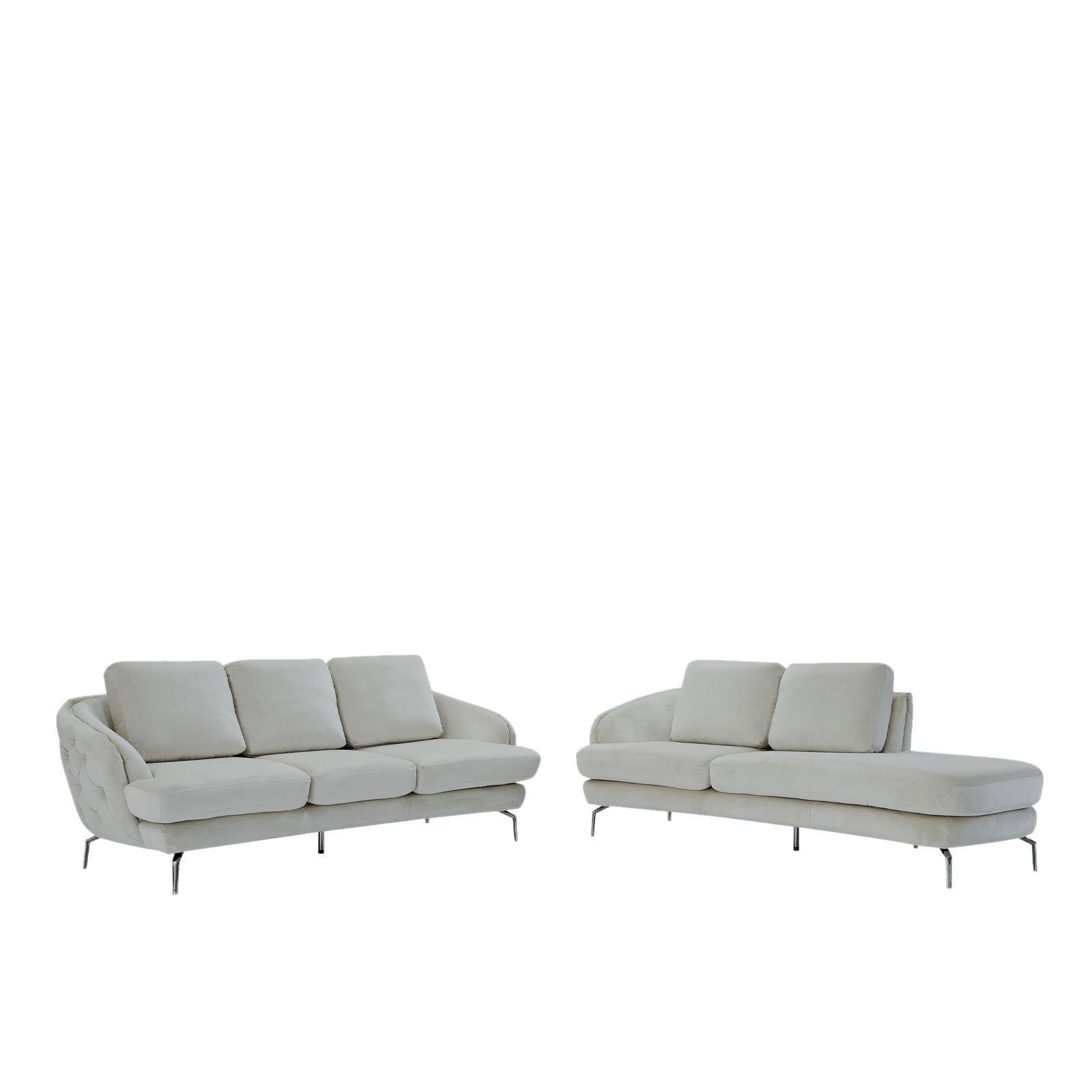 giulia chaise ss beige sofa set