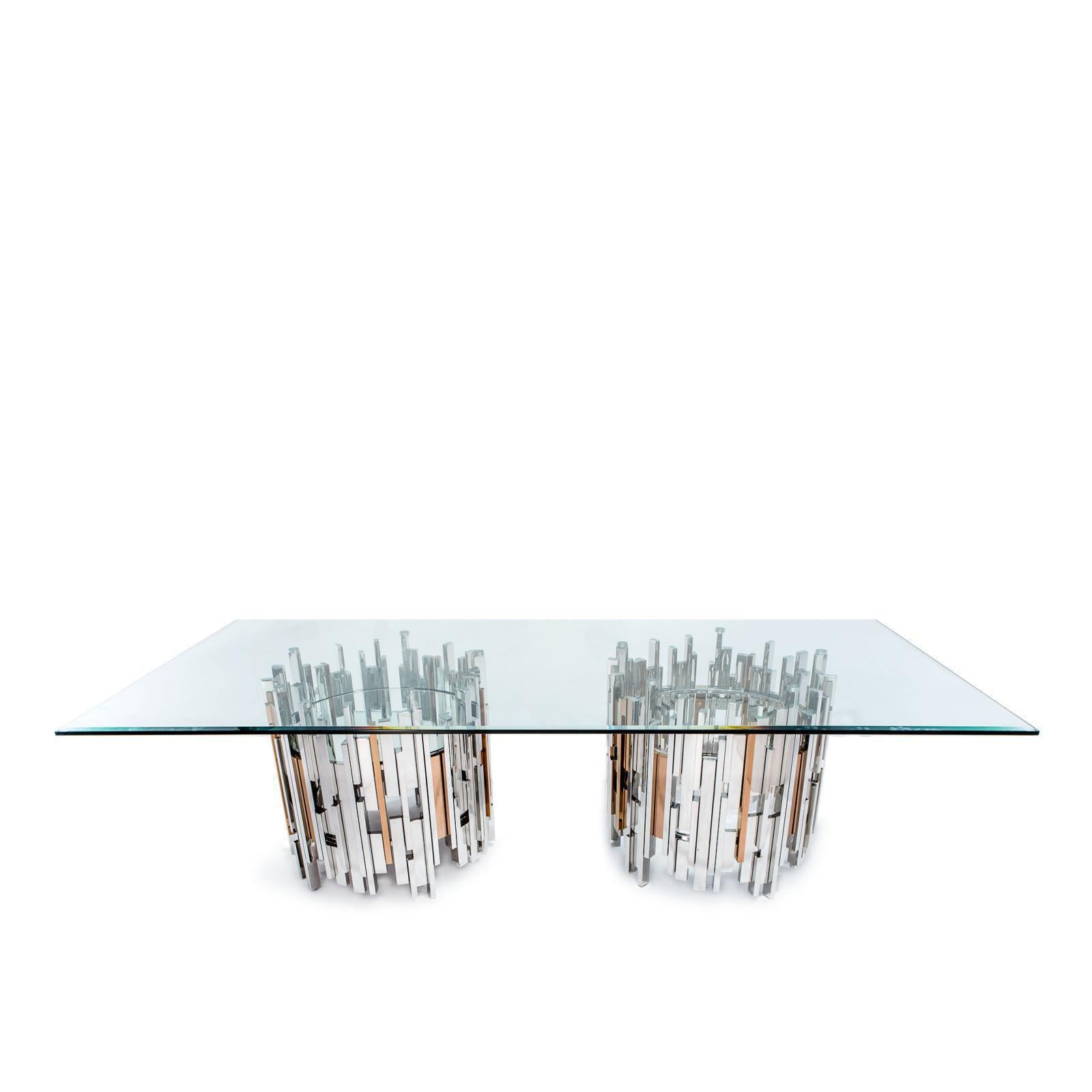 illusion rect silver allamoda 7 dining table