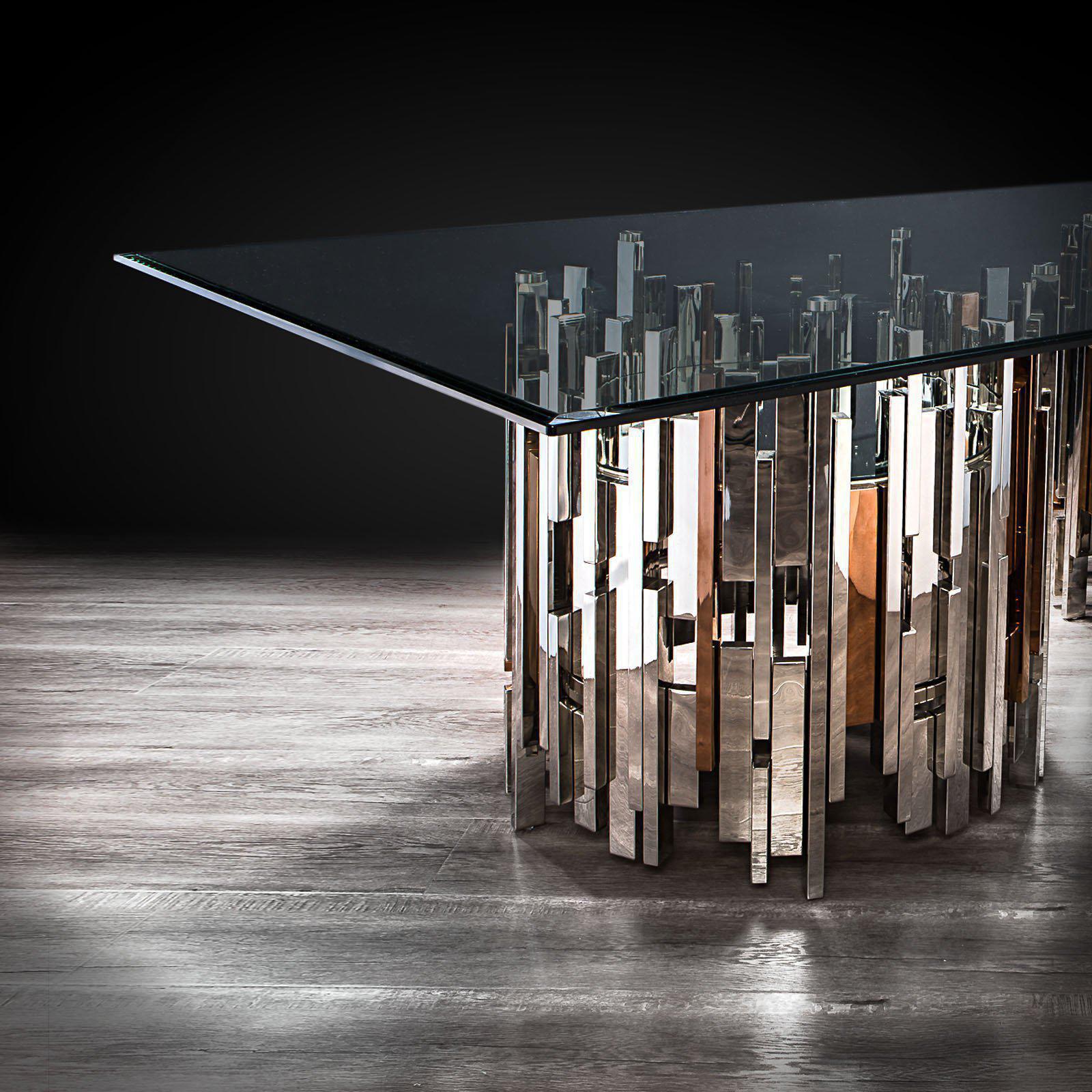 illusion rect silver allamoda dining table