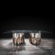 illusion rect silver modern dining table