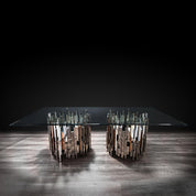 illusion rect silver stylish dining table