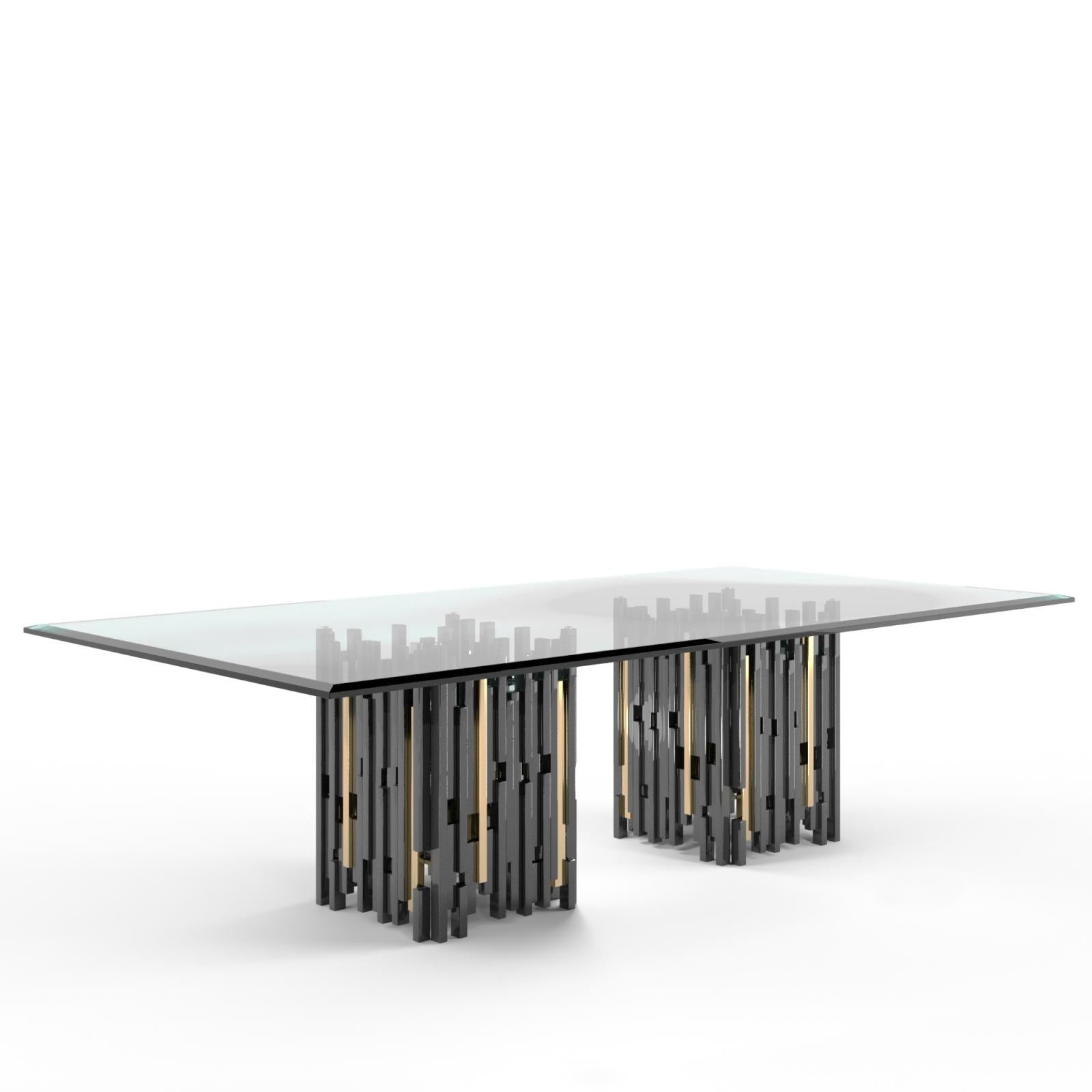 illusion rect sqb smoked black tgss dining table