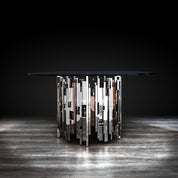 illusion round silver allamoda dining table