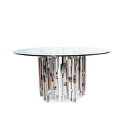 illusion round silver dining table