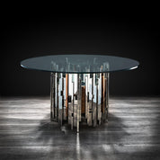 illusion round silver modern dining table