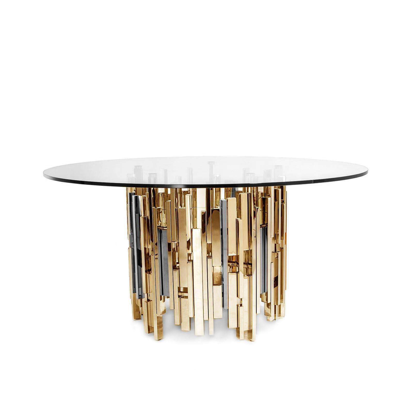 Illusion Round Titanium Gold Dining Table