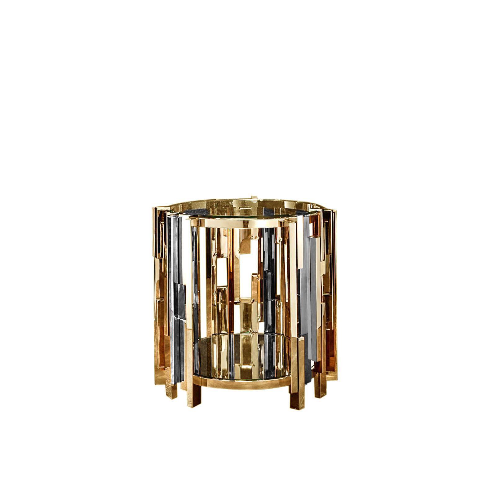 Illusion Round Titanium Gold End Table