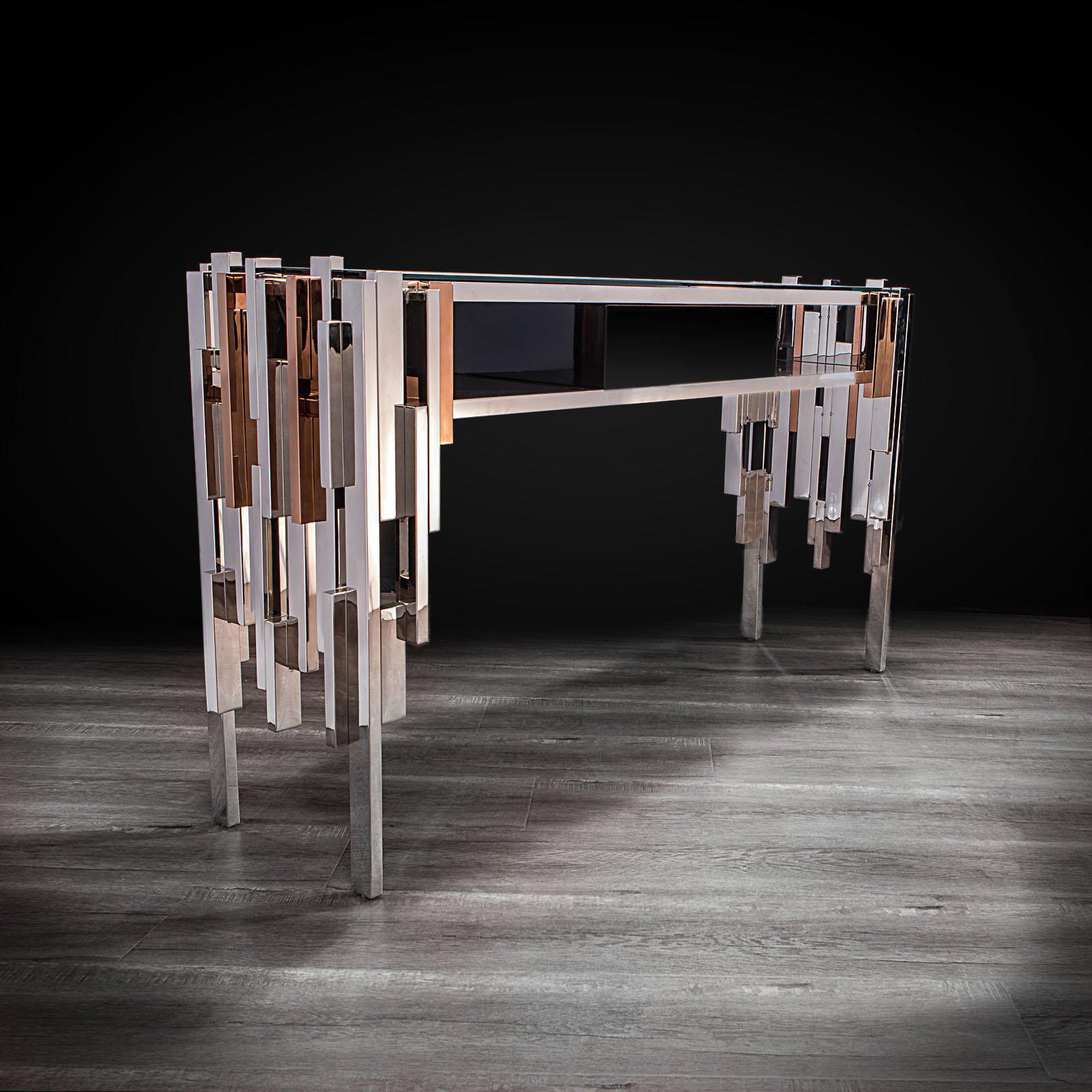 illusion silver allamoda console table